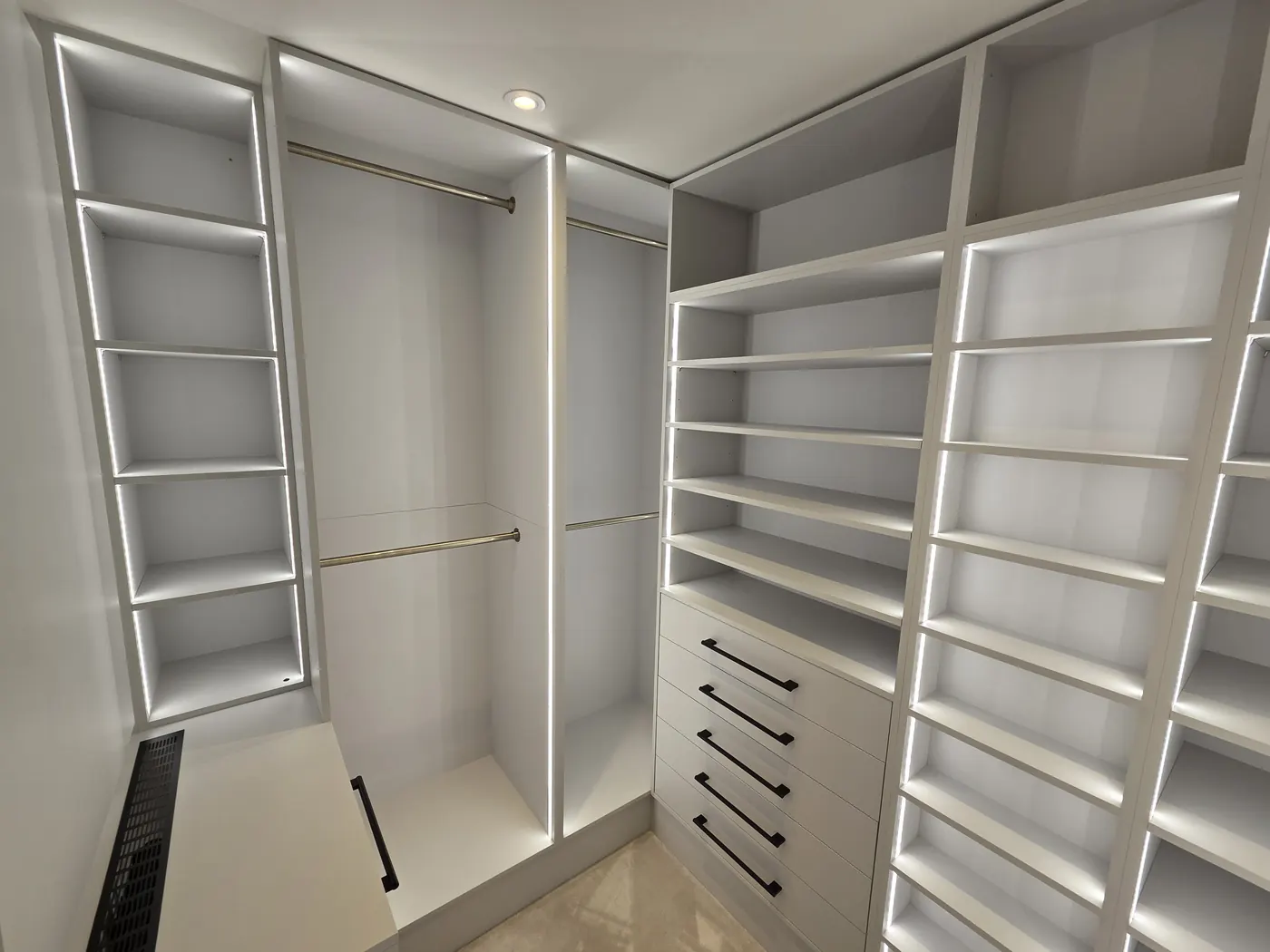 Walk-in wardrobes, completed installation by Structure and Style Ltd